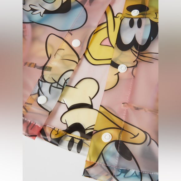 NWT Zara Kids Minnie Mouse / Mickey Mouse Transparent hooded pink raincoat - Picture 3 of 5